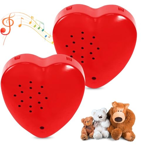 Juego de 2 grabadoras de voz en forma de corazón para animales de peluche, módulo de sonido grabable, grabación de 30 segundos para juguetes personalizados, caja de voz para proyectos de peluche