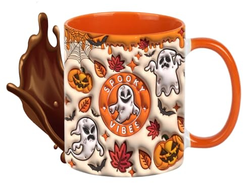 Générique Halloween Mug – Novelty Mug 350 ml – Ceramic Travel Mug Gift for Women Men Birthday Autumn Christmas Party Decoration Kitchen Home Office