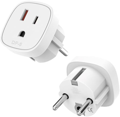 2 Stück Reiseadapter USA, Adapter US für USA-Reise aus EU, Reiseadapter US auf Europa, Steckdose DE Deutschland Plug, Europäischer Amerikanisch Stecker zu EU, Netzadapter für Geräte mit Netzteil, Weiß