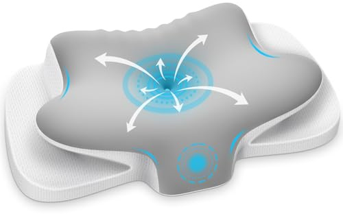 Ehomfory Nackenstützkissen Atmungsaktiv Nackenkissen Kopfkissen Memory Foam Kissen, Ergonomisch Seitenschläferkissen für Seiten, Rücken & Bauchschläfer, 65x37x10/12cm