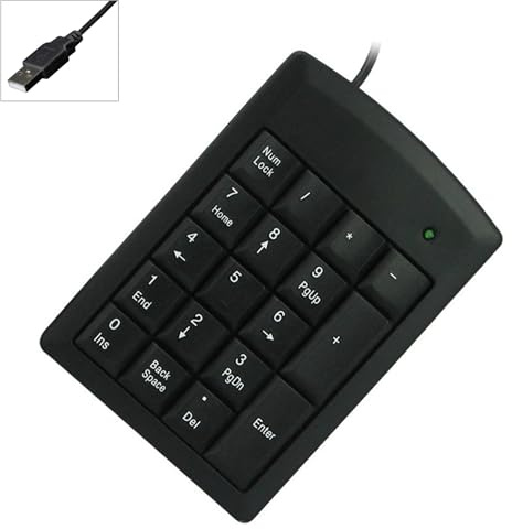 Guaber Pavé Numérique Filaire 18 Touches Fonction D'espace Arrière PS2s USB pour Tâches De Saisie De Données Informatiques Clavier Portable