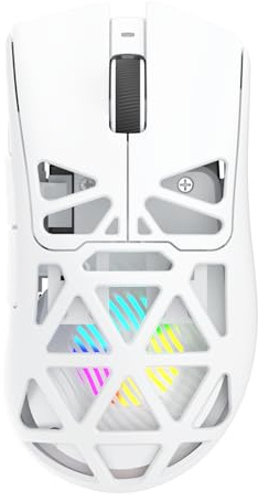 AULA SC620 Kabellose Gaming Maus,BT5.0/2.4G/USB-C,mit PixArt PAW3311-Sensor,12000DPI,8KHz,Feuertaste,7 Programmierbare Tasten,67g Leichtgewicht,400-mAh-Akku,RGB Gamer Maus für PC/Mac (Weiß)
