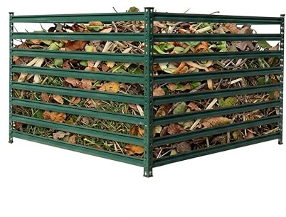 Relaxdays Komposter Metall, Biokomposter Garten, grün | HBT: 90 x 120 x 120 cm, 1296 Liter, Laubkomposter, Streben, Stahl