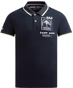 Camp David Herren Kurzarmpolo mit Rücken-Print