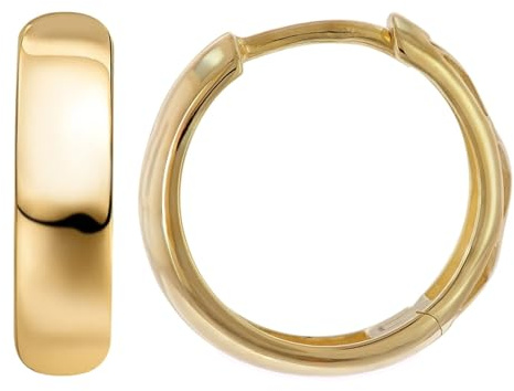 trendor Damen-Ohrringe Gold 333/8K Glanz Klapp-Creolen 15x4 mm 21698 | Huggies aus 8-karätigem Gold, hübscher Ohrschmuck für Frauen
