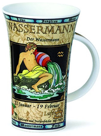 Dunoon Silber Keramik Tasse 500 ml Wassermann Zodiac Tasse