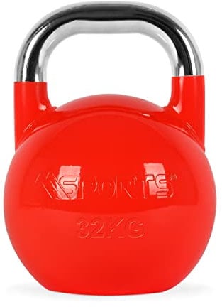 Kettlebell Competition 4-32 kg inkl. Übungsposter | Professional Studio Qualität | Wettkampf Kugelhantel (32 kg - Rot)