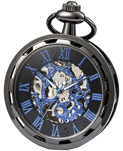 SEWOR Single Face Unisex-Taschenuhr mit mechanischem Handaufzug SEW263 (Schwarz Blau)