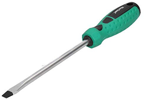 8.0mm x 150mm Slotted Flat Headed Screwdriver with Magnetic Tip Rubber Handle