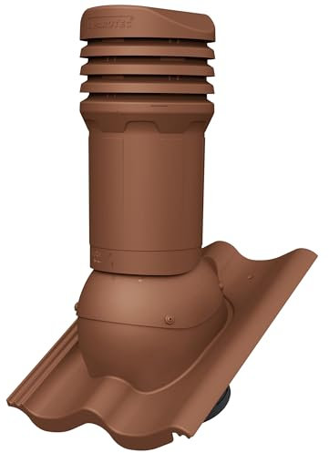Parotec Entlüftungskamin DN 125 mm passiv für Braas - Doppel-S, Nelskamp - S, IBF - Doppel-S, ProDach - Doppel-S Dachziegel Dachentlüftung, Abluftrohr, Lüftungshaube (RAL 8004 - Ziegelrot)