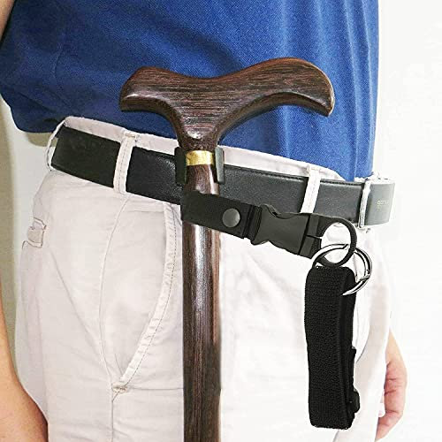 Sangle de poignet élastique sécurisée pour canne de marche et pantalon de déambulateur - Support de ceinture pour l'arthrite, les personnes âgées, le camping et la randonnée ~ Solution parfaite (sans