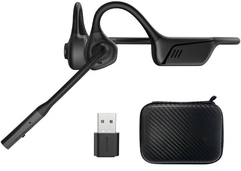 ZIOCOM Auriculares de conducción aérea, Auriculares de oído Abierto con Mic y cancelación de Ruido, Auriculares inalámbricos Bluetooth con dongle USB, Compatible con PS4 / PS5 / PC(No para Teams)
