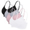 Vertvie Damen 2/3/4er Set Basic Wohlfühl BH Sport BH Spaghettiträger Bralette ohne Bügel Nahtlose Gepolsterte mit Spaghetti Bra Top Low Support Bra(EU XS/Tag S,Schwarz/Weiß/Hellgrau/Lila)