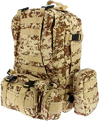 50L Molle Tactical 3 Day 72 Hour Assault Military Army Rucksack Backpack Camping Bag (Desert Camo)