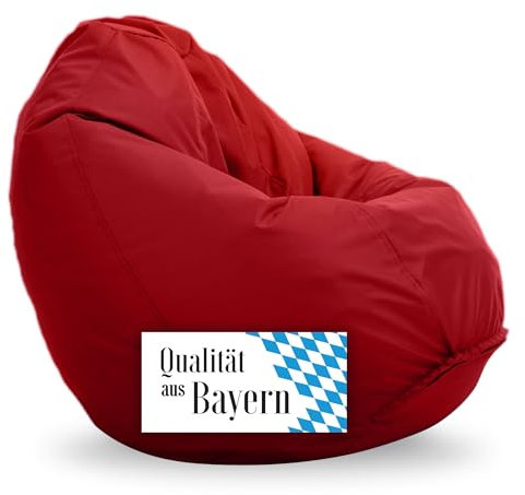 Bruni Sitzsack Classico M in Rot – Sitzsack mit Innensack zum Zocken & Lesen, Abnehmbarer Bezug, lebensmittelechte EPS-Perlen als Bean-Bag-Füllung, aus Deutschland