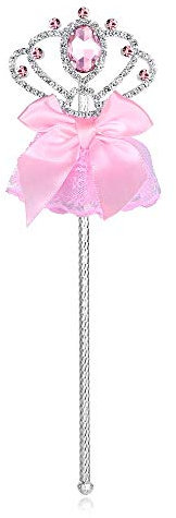 Lovelyshop Baguette de princesse en métal diamant rose avec nœud papillon pour enfants