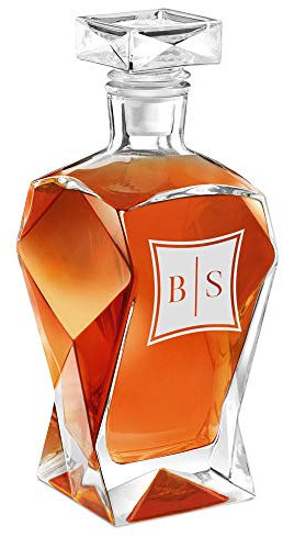 Maverton Décanteur à Whisky gravé - Carafe en verre - Carafe Whiskey - cadeau personnalisé - Idee cadeau homme - Cadeaux anniversaire homme avec personnalisation - Sigles