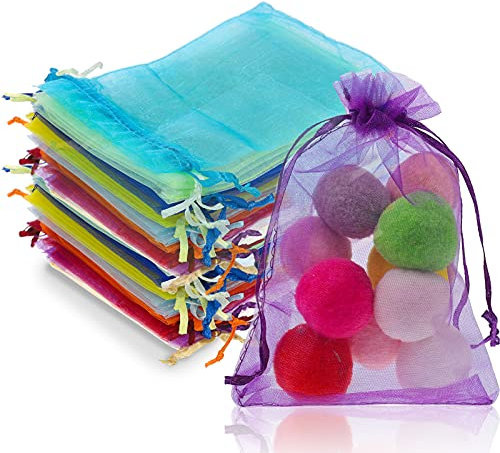 Yorgewd 100 Stück Organzasäckchen, 10 x 15 cmGeschenksäckchen Organzabeutel Verpackungstüten für Hochzeit Baby Shower Weihnachten Geburtstagsfeier(Bunt)