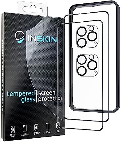 Inskin 2-in-1 Matte Anti-Glare Screen and Clear Rear Camera Lens Tempered Glass Protector, fits Apple iPhone 13 Pro Max. 2+2 Pack with Application Frame.