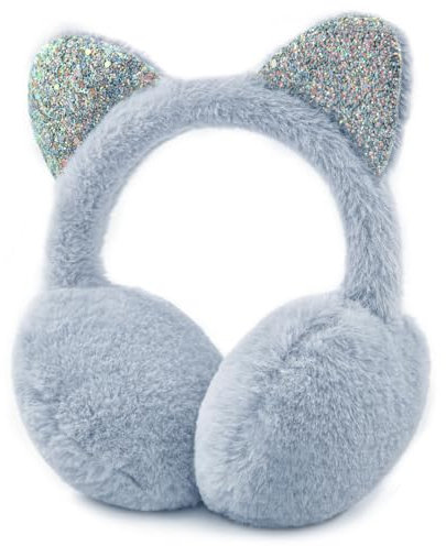 SEYUFN Cache-oreilles Filles Chauffe Oreilles en Peluche Douce pour Enfants Couvre-oreilles Réglables Jolis Cache-oreilles d'Extérieur Cache-Oreilles Chaud Hiver (1A-Gris)
