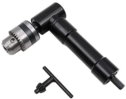 ZONADAH Metal Head Carbon Steel Right Angle Bend Extension Chuck 90 Degree Drill Attachment Adaptor 8mm Hex Shank Power Electric Drill Tool Black