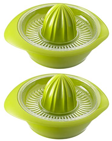 Westmark 2 Exprimidores de limón/cítricos con recipiente, Diámetro: 18,7 cm, Capacidad: 0,5 litros, Plástico, Limetta, Verde manzana, 309122EA