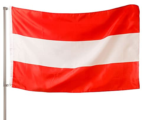 PHENO FLAGS Bandiera Premium Austria 90x150 cm – estremamente resistente alle intemperie con occhielli in metallo e tecnologia di sigillatura speciale – orlata doppia - colori brillanti e vivaci