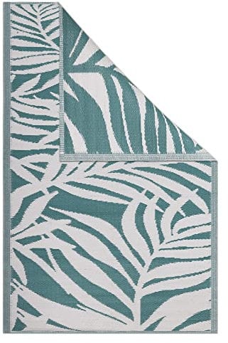 JEMIDI Outdoor Teppich 120x180cm groß - Terrassenteppich Balkonteppich Außenteppich - Balkon Teppich Garten Läufer Gartenteppich - Blatt Muster Dunkelgrün