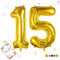 Smlpuame 102cm Folienballon Zahlen Luftballon 0-9 Geburtstag Golden Große 15 Ballons für Geburtstagsfeier Feierdekorationen, Heliumfolien Zahlenballons für Hochzeitstag