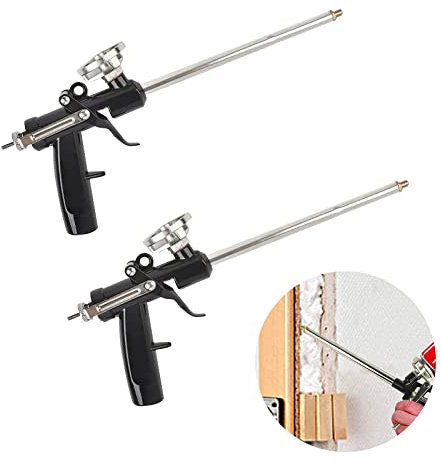HIUOUIH Pistolet Mousse Polyurethane 2 Pièces Pistolet Mousse Expansive Pistolable PU Professionnel pour le Calfeutrage Remplissage L'étanchéité, Noir
