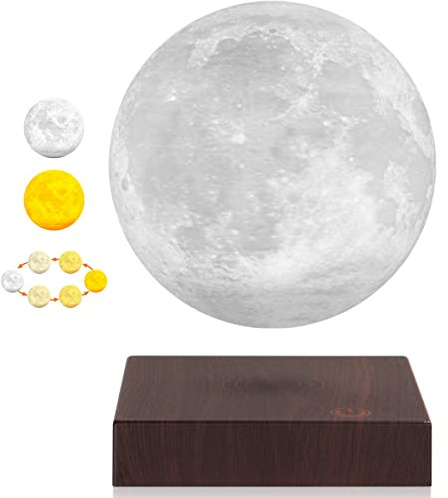 DIDWI Schwebende Mondlampe, rotierende 3D-Druck-Mondlampen, magnetisch schwebende LED-Mondlicht-Nachtlichter, einzigartige Geschenke für Thanksgiving, Weihnachten, Raum-Büro-Dekor (3 Farben)
