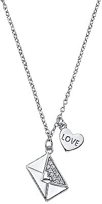 s.Oliver Kette mit Anhänger 925 Sterling Silber Damen Halsschmuck, mit Zirkonia synth., 42+3 cm, Silber, Briefumschlag, Kommt in Schmuck Geschenk Box, 2034306