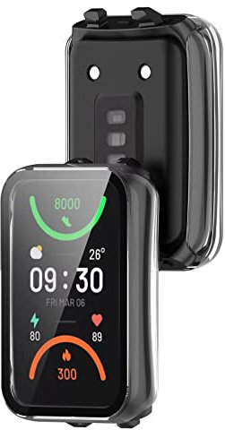 FTRONGRT Funda para OPPO Band 2, PC + Película Templada de Pantalla, Todo Incluido, Resistente a Los Golpes, Funda para OPPO Band 2 Smartwatch.Transparente