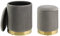 EGLO LIVING 2er Set Hocker mit Stauraum Mashike, Elegante Sitzhocker, runde Couch Beistellhocker, Pouf aus Samt in Grau und Metall in Gold, Samthocker Ø 36 cm