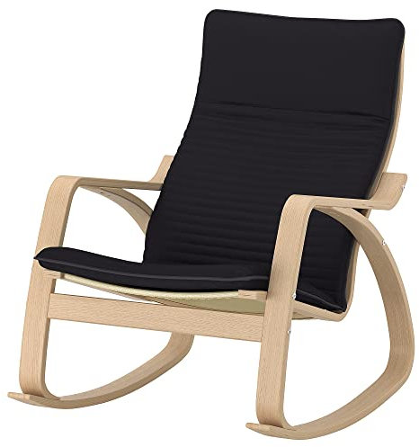 Ikea POÄNG Schaukelstuhl Eiche weiß gebeizt / Knisa schwarz