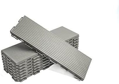 Morion Terrassenfliesen aus Kunststoff, Klicksystem, 45 x 15 cm, 8 Stück, 0,52 qm, Balkonfliesen, Bodenbelag, Klickfliesen in Holzoptik, Wetterfest, Anti-Rutsch-Oberfläche (Grau)