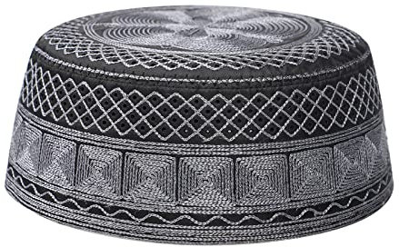 IPENNY Männlicher Muslimischer Hut Gebetsmütze Islam Gebet Kopfbedeckung-Männlich Herren Türkisch Arabien Ramadan Stickerei Cap Türkisch Mütze Arabisch Skull Cap Ramadan Beanie Gebetshut