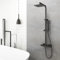 BiuBiubath Ensemble mitigeur de douche thermostatique, système de douche thermostatique 38 °C avec pomme de douche à effet pluie, douchette à main, kit de barre mitigeur de douche anti-brûlure