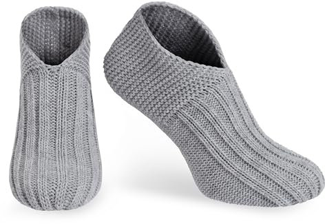 KNIT FACTORY - Miles Hausschuhe - Socken für Damen und Herren - Gestrickte Pantoffeln - Grau - 41-44