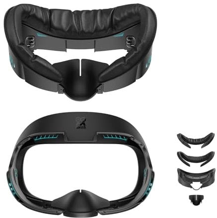 AMVR Face Cover Pad Facial Interface Compatible with Meta/Oculus Quest 3 Accessories, with Soft PU Face Cushion Pad Replacement for Quest 3 and Breathable Ice Silk Cotton