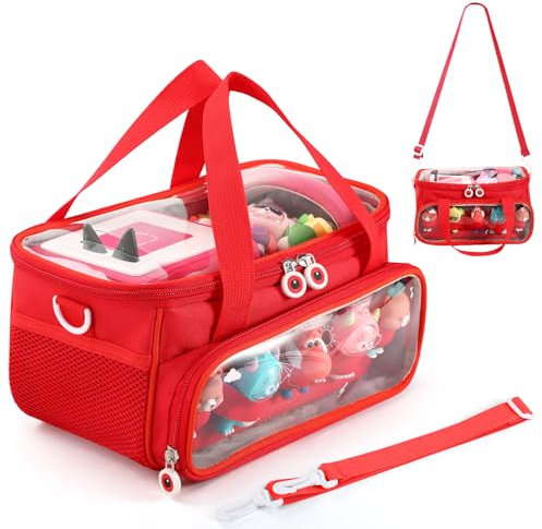 OUKNAK Tragetasche für Toniebox, Aufbewahrungstasche für Tonie Charaktere mit Schultergurt und Griff, Home Outdoor Handtasche für Toniebox Audio Player und Puppen (Rot)