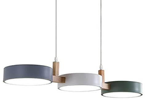 Modern Pendelleuchte Nordic Drum Cluster LED-Pendelleuchte 3 Köpfe Bunte Metall-Kronleuchter Dimmbare hängende Deckenleuchte for Esszimmer, Bartheke, Schlafzimmer, Café, Restaurant ( Color : G+white+g