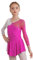 inhzoy Abito da Pattinaggio Artistico Bambina Manica Lunga Vestito da Balletto Ginnastica Artistica Body da Danza Classica Ballerina Strass Leotards Vestito da Ballo Lirico Rosa Rosso A 7-8 Anni