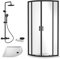 Balterley Ruwa Shower Enclosure Bundle - Quadrant Enclosure, Tray, Round Shower Kit & Waste - White/Chrome - 800mm