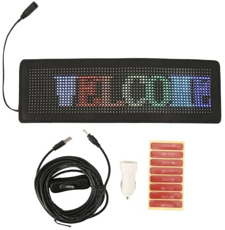 Tyenaza LED-Autoschild, App-programmierbarer USB-5-V-Autostecker, 12-24 V, Flexibel Programmierbare Laufschrift, RGB-LED-Werbeschild Für Store Bar Hotel