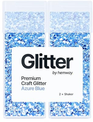 Hemway Premium Glitter Shakers - Azure Blue | 130g (2 Pack) Extra Chunky Metallic Flake Sequins for Resin & Epoxy Crafts | Craft Supplies for Tumblers, Festival, Hair, Face, Body, Eye & Nail Art