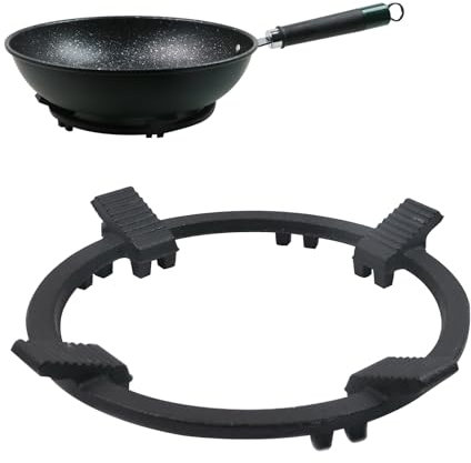 Crapyt Wok Ring für Gasherd Gasherd Rack Ständer Gusseisen Wok Ring Brenner Rost Rutschfester Gasring Reduzierer für die meisten Gasöfen Brennerroste für Gasherd 21,5 cm