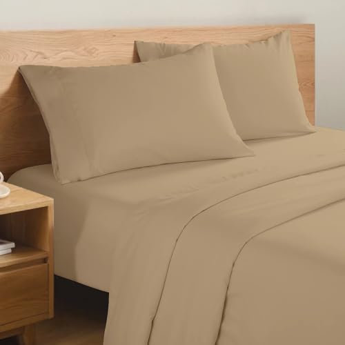 Dorian Home, Completo Lenzuola in 100% Puro Cotone Made In Italy, Angolo 33cm (Lino, Matrimoniale)
