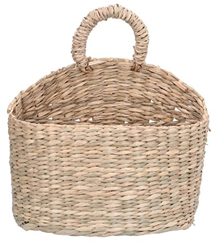 Hängender Korb, aus Seegras Gewebter Wandbehang-Aufbewahrungskorb-Organizer, Boho-montierter Organizer, Organizer Zum Aufhängen, Aufbewahrungsbehälter, Garten-Pflanzenkorb für Hausgarten-Dekoration