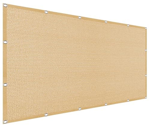 Sonnensegel Rechteckig 180 x 200 cm, Windschutz Reißfest Wetterfest, Schatten Tuch Schattiernetz Sonnensegel, Sonnensegel Beschattung, für Balkon Garten, Sandgelb